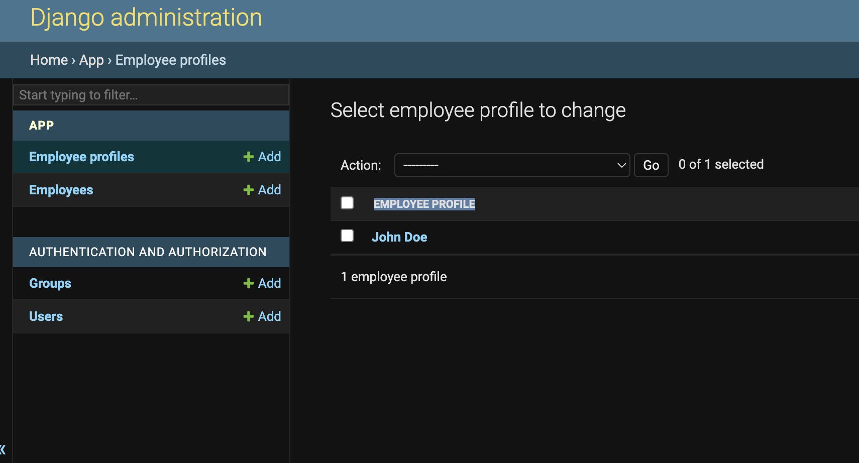 EmployeeProfile created